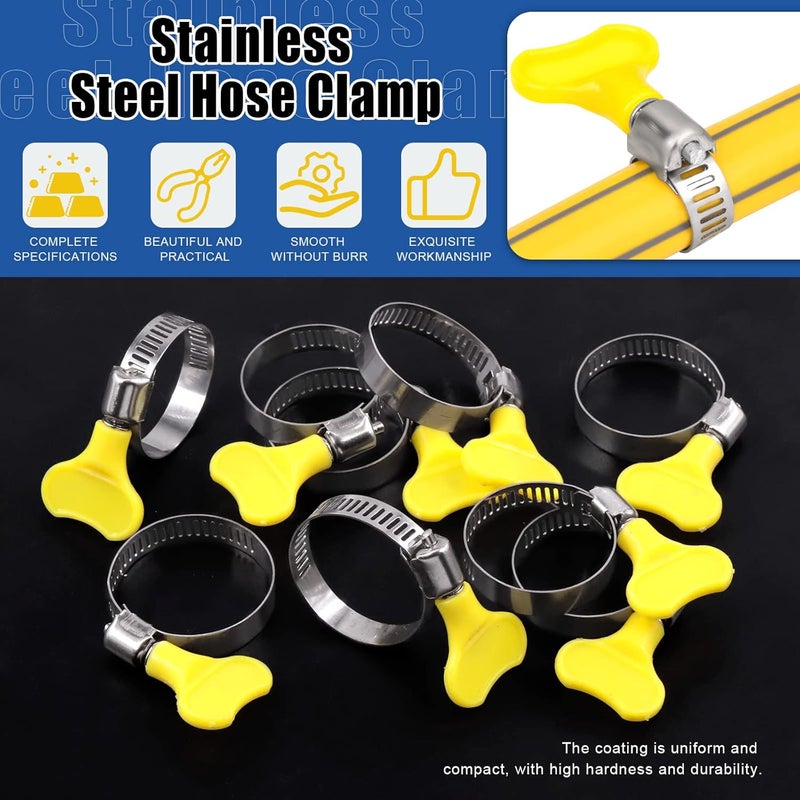 Glarks 20Pcs Adjustable 22-32MM Range Hose Clamps Set Key-Type Stainless Steel Worm Gear Hose Clamp with Plastic Handle for Water Pipe, Plumbing, Automotive and Mechanical Application (22-32MM) - Image 5